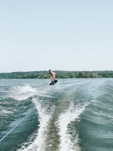 man riding on wake board